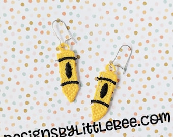 Crayon FSL Earrings - Instant Download Embroidery Design