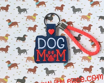 Hund Mom Snap Tab & Öse Schlüsselanhänger - Sofort Download Embroidery Design