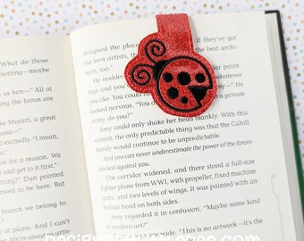 Ladybug Foldover Magnetic Bookmark - Instant Download Embroidery Design