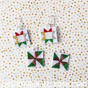 Quilt Blocks I FSL Earrings - 2 STYLES - Instant Download Embroidery Design