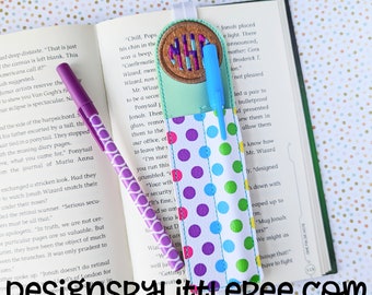 Mini Monogram Double Pen Planner Band, Bookmark, Book Band - Instant Download Embroidery Design