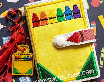 Crayon Mini Composition Book Snap Cover - Instant Download Embroidery Design