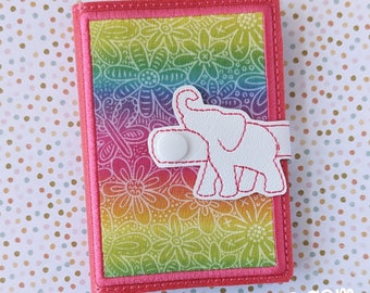 Elephant Silhouette Mini Composition Book Snap Cover - Instant Download Embroidery Design