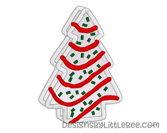 Christmas Tree Cake Applique - 4 sizes - Instant Download Embroidery Design