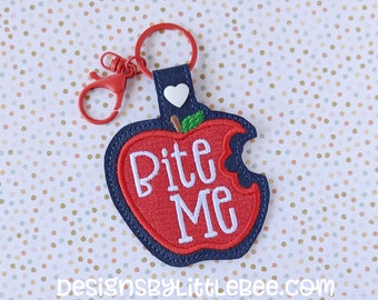 Bite Me Snap Tab & Eyelet Key Fob - Instant Download Embroidery Design