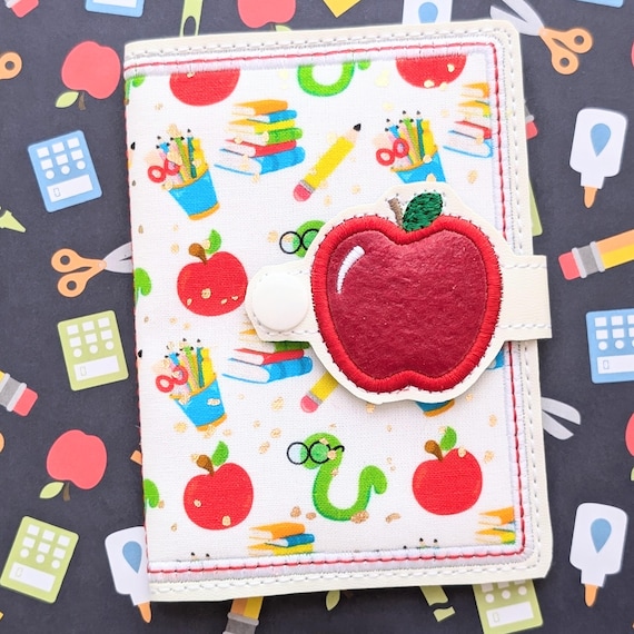 Apple Mini Composition Book Snap Cover - Instant Download Embroidery Design