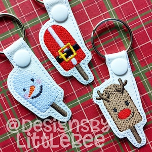 Christmas Popsicle Fobs – Snap Tab & Eyelet - Instant Download Embroidery Design