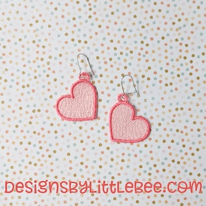Heart FSL Earrings - Instant Download Embroidery Design