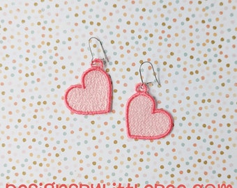 Heart FSL Earrings - Instant Download Embroidery Design
