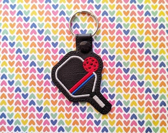 Pickleball Snap Tab & Eyelet Key Fob - Instant Download Embroidery Design