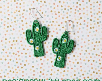 Cactus FSL Earrings - Instant Download Embroidery Design