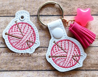 Ball of Yarn Snap Tab & Eyelet Fob - Instant Download Embroidery Design