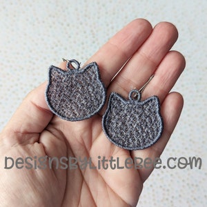 Cat FSL Earrings - Instant download Embroidery Design