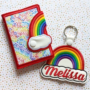 Rainbow Mini Composition Book Snap Cover – 6×10 and UP ONLY - Instant Download Embroidery Design