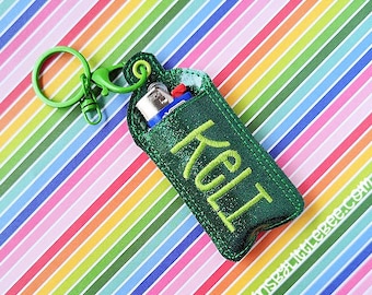 Lighter Holder – Simple Slice Snap Tab & Eyelet Key Fob - Instant Download Embroidery Design