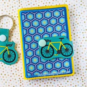 Road Bicycle Mini Composition Book Snap Cover - Instant Download Embroidery Design