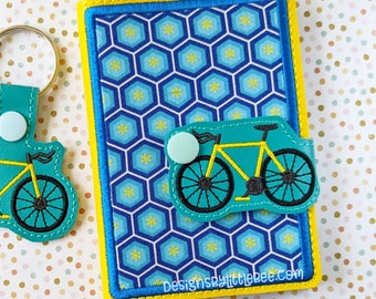 Road Bicycle Mini Composition Book Snap Cover - Instant Download Embroidery Design