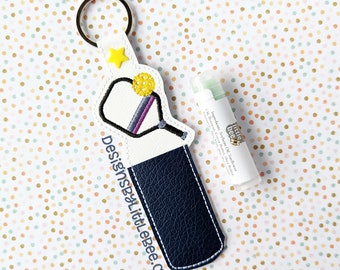 Pickleball key fob snap tab keychain - lip balm holder - embroidery design Instant Download bean stitch ITH machine embroidery design