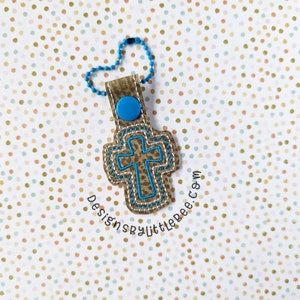 Cross Snap Tab & Eyelet Key Fobs - Instant Download Embroidery Design