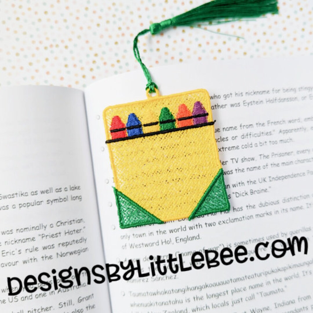 Crayon Box FSL Bookmark Instant Download Embroidery Design Etsy
