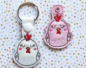 Chicken Snap Tab & Eyelet Fob - Instant Download Embroidery Design