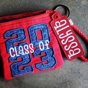 Class of 2023 Zipper Bag - Square Bags in 4 sizes - Instant Download Embroidery Design