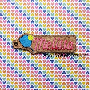 Pickleball Blank Name Snap Tab & Eyelet Key Fob - Instant Download Embroidery Design
