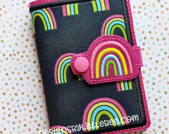 Rainbow Mini Composition Book Snap Cover - Instant Download Embroidery Design