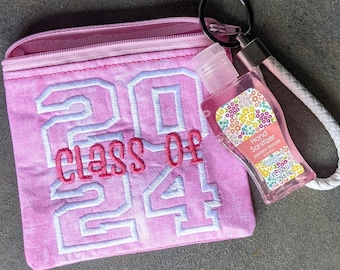Class of 2024 Zipper Bag - Square Bag in 4 sizes - Instant Download Embroidery Design