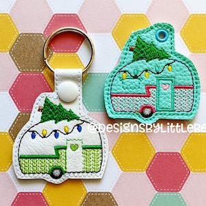 Christmas Camper Snap Tab & Eyelet - Instant Download Embroidery Design