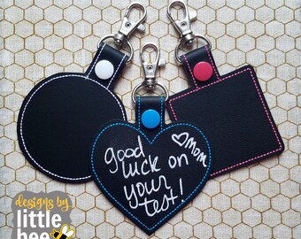 Large shape Snap Tab Set circle square heart Perfect chalkboard project! machine embroidery key fob keychain design 01 17 2017