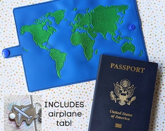 World Map Passport Snap Cover - Instant Download Embroidery Design