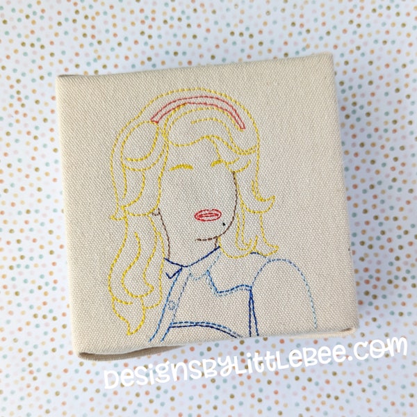Dolly Sketch / Linework Embroidery Design - 4 SIZES - Instant Download Embroidery Design