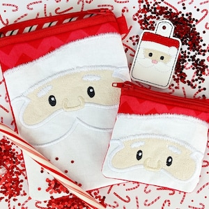 Santa Claus ITH Zipper Bag - 4 sizes - BONUS Santa charm - Instant Download Embroidery Design