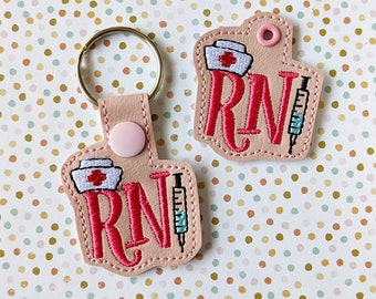 RN Snap Tab & Eyelet Key Fob - Instant Download Embroidery Design