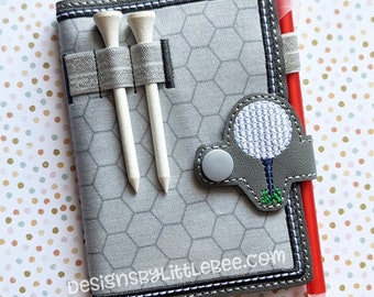 Golf & Tee Caddy Mini Composition Book Snap Cover - Sofort Download Embroidery Design