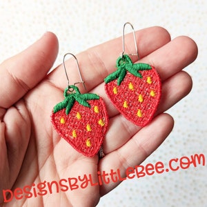 Strawberry FSL Earrings - Instant Download Embroidery Design