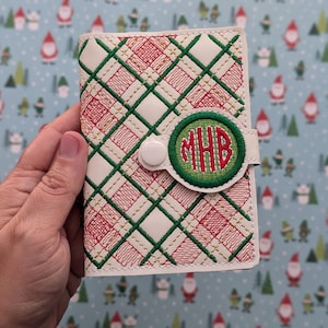 Plaid II Mini Composition Book Snap Cover - Broderidesign direkt nedladdning