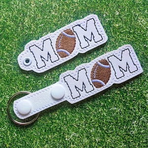 Football Mom Snap Tab & Eyelet Key Fobs - Instant Download Embroidery Design
