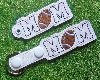 Football Mom Snap Tab & Eyelet Key Fobs - Instant Download Embroidery Design