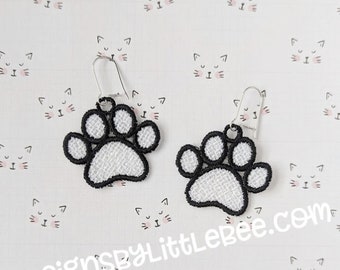 Paw Print FSL Earrings - Instant Download Embroidery Design