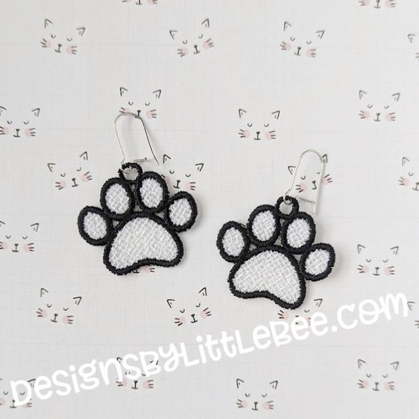 Paw Print FSL Earrings - Instant Download Embroidery Design