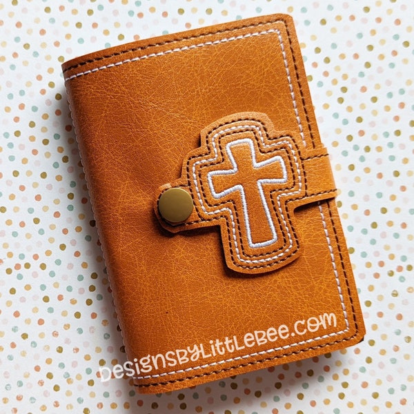 Cross Mini Composition Book Snap Cover - Instant Download Embroidery Design