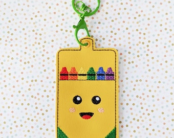 Crayon Box ID Card/Badge Holder – 5×7 and up ONLY - 3 STYLES - Instant Download Embroidery Design