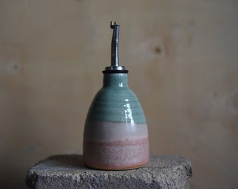 Handmade ceramic oil bottle, pottery oil dispenser, vase, bottles, eco, rustic, modern, birthday present, art, Scandinavian, Christmas gift