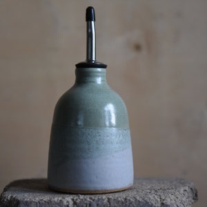 Handmade ceramic oil bottle, pottery dispenser, Pinterest, eco, rustic, modern, birthday, wedding, anniversary gift, home, Scandinavian image 3