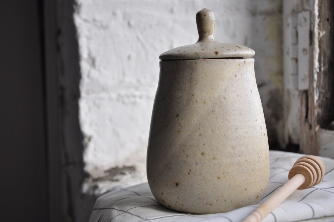 Handmade ceramic honey jar pottery sugar bowl eco rustic Etsy