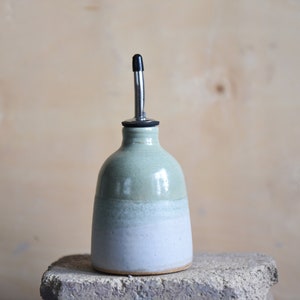 Handmade ceramic oil bottle, pottery dispenser, Pinterest, eco, rustic, modern, birthday, wedding, anniversary gift, home, Scandinavian image 2