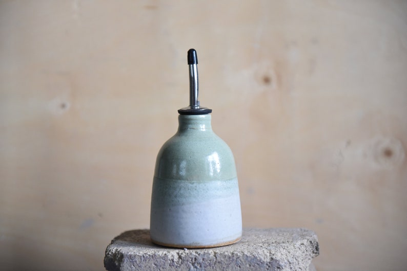 Handmade ceramic oil bottle, pottery dispenser, Pinterest, eco, rustic, modern, birthday, wedding, anniversary gift, home, Scandinavian image 2