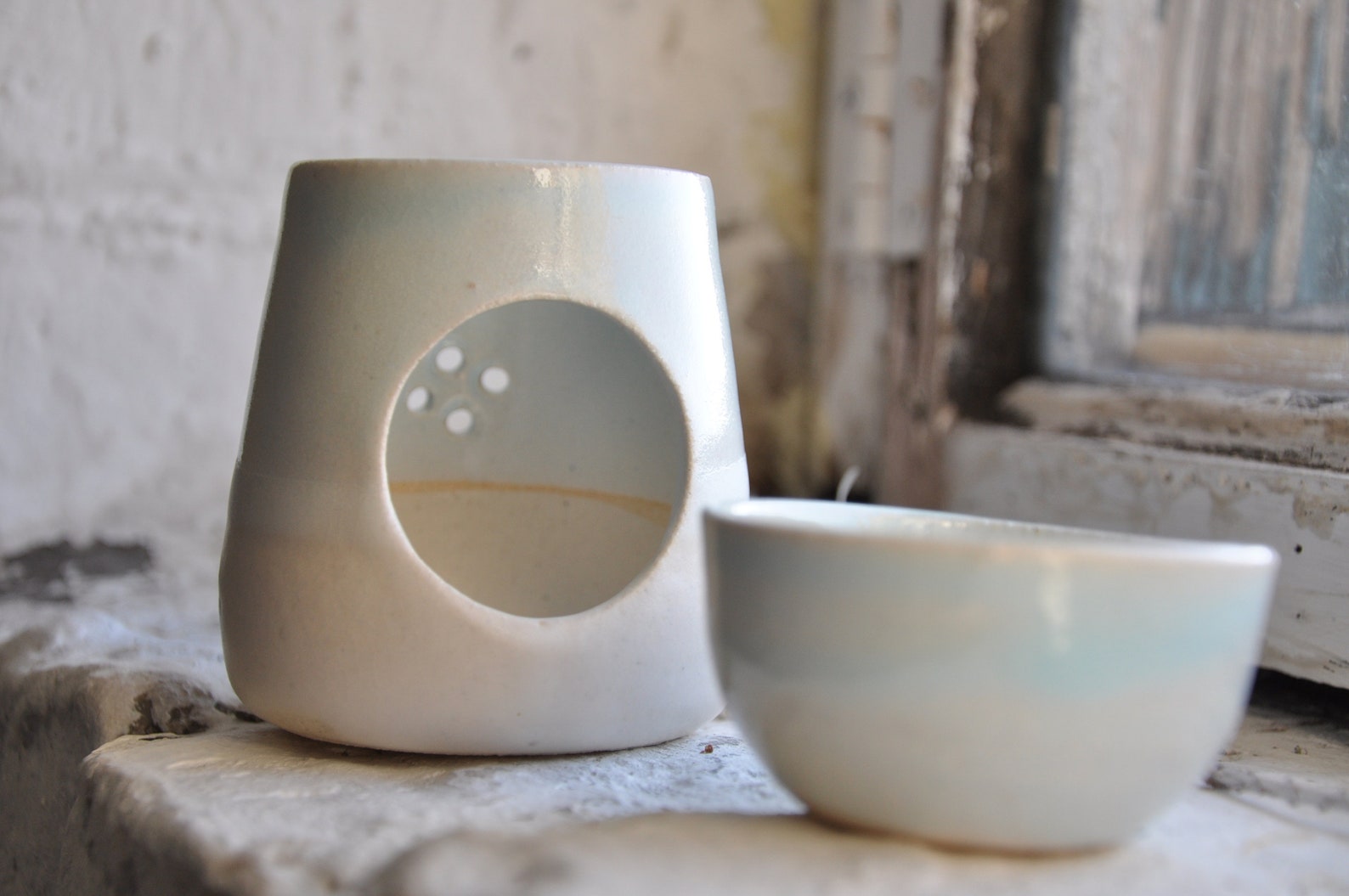 Handmade ceramic oil burner pottery wax melts eco rustic Etsy